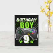 Birthday Boy 9 Video Game Controller Gamer 9th Bir Kaart (Gele Bloem)