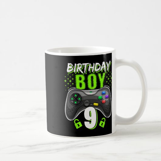 Birthday Boy 9 Video Game Controller Gamer 9th Bir Koffiemok (Rechts)