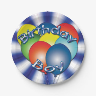 Birthday Boy Balloons Blue Party Borden Papieren Bordje