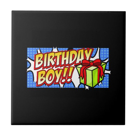 Birthday Boy Banner Tegeltje (Voorkant)