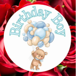 Birthday Boy Beer Baby shower Ronde Sticker