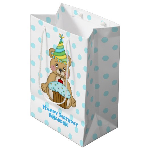 Birthday Boy Beer Personalized Medium Cadeauzakje (Voorkant Gekanteld)