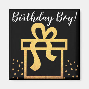 Birthday Boy Black en Gold Faux Foil Magneet