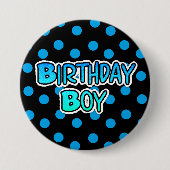 Birthday Boy Blue en Black Button (Voorkant)
