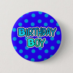 Birthday Boy Blue en Black Button