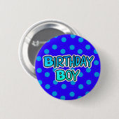 Birthday Boy Blue en Black Button (Voorkant /achterkant)