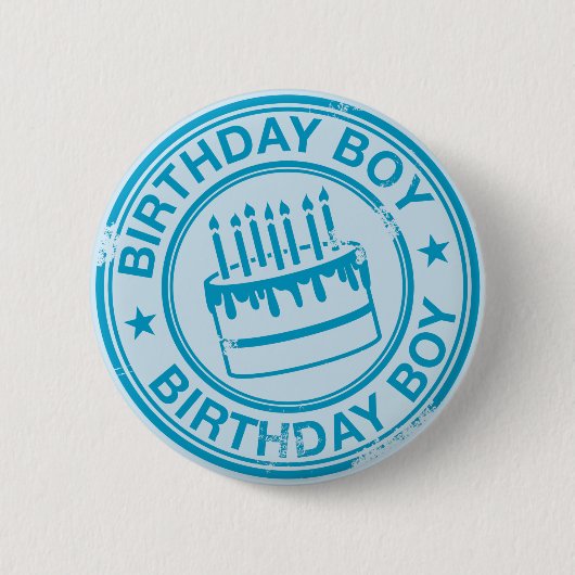 Birthday Boy-blue rubberstempel effect- Ronde Button 5,7 Cm (Voorkant)