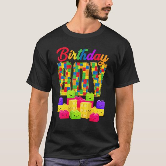 Birthday Boy Building Block Builders B Day Boys Ki T-shirt (Voorkant)