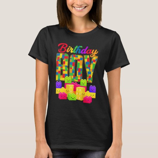Birthday Boy Building Block Builders B Day Boys Ki T-shirt (Voorkant)