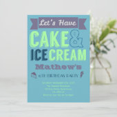 Birthday Boy Cake Ice crème Party Invitation Kaart (Staand voorkant)