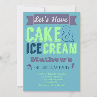 Birthday Boy Cake Ice crème Party Invitation Kaart