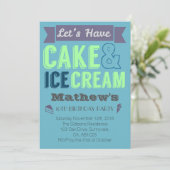 Birthday Boy Cake Ice crème Party Invitation Kaart (Staand voorkant)