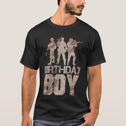 Birthday Boy Camo Camouflage T-shirt (Voorkant)
