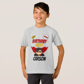 Birthday Boy Comic Book Superheld met naam T-shirt (Voorkant volledig)