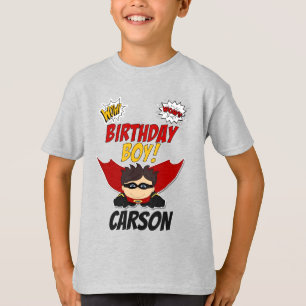 Birthday Boy Comic Book Superheld met naam T-shirt