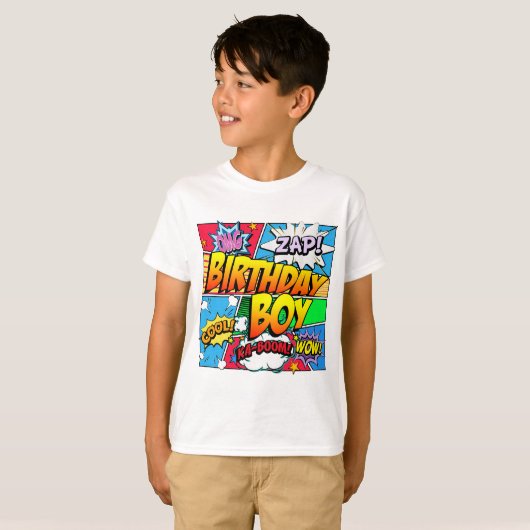 Birthday Boy Comic Book T-shirt (Voorkant volledig)