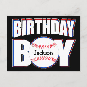 Birthday Boy Custom Baseball Player Name Briefkaart