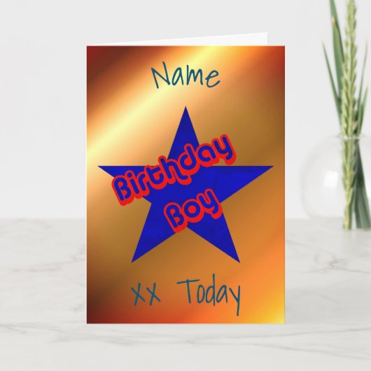 Birthday Boy Cute Personalized Birthday Kaart (Voorkant)