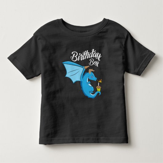 Birthday Boy Dragon Gift Cupcake Candle Fire Kinder Shirts (Voorkant)