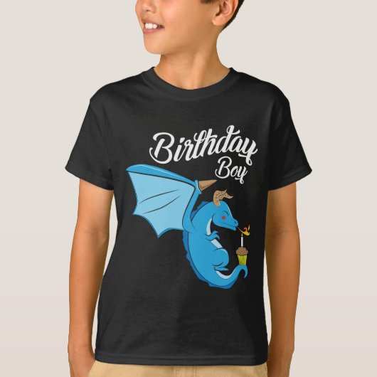 Birthday Boy Dragon Gift Cupcake Candle Fire T-shirt (Voorkant)