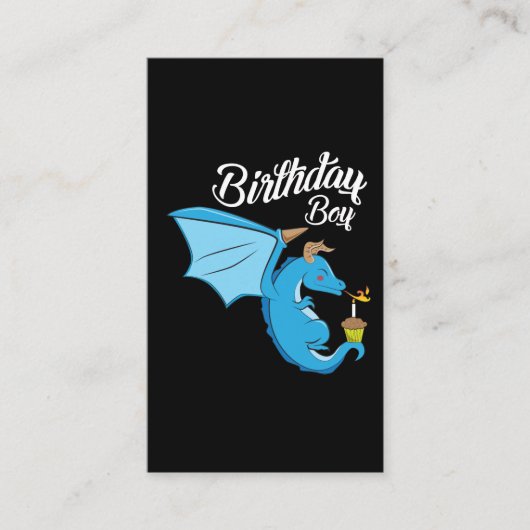 Birthday Boy Dragon Gift Cupcake Candle Fire Visitekaartje (Voorkant)