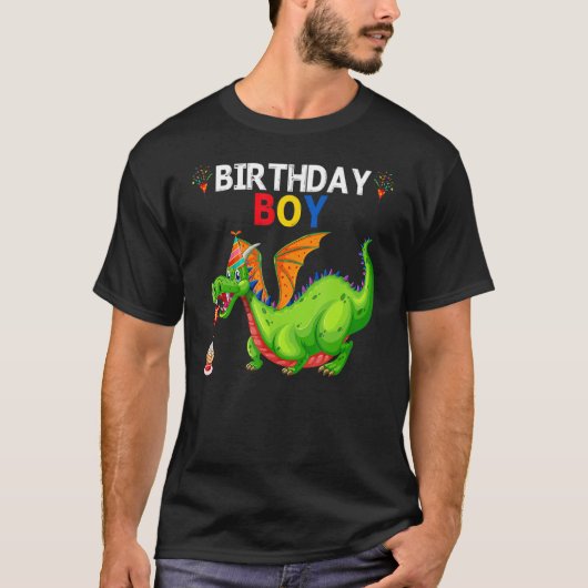 Birthday Boy Dragon Party Celebration Boys Kinder T-shirt (Voorkant)
