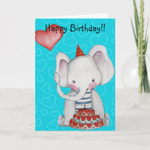 Birthday Boy Elephant Wenskaart Kaart