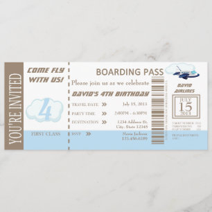 Birthday Boy Flight Ticket nodigt uit Kaart