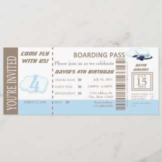 Birthday Boy Flight Ticket nodigt  uit Kaart