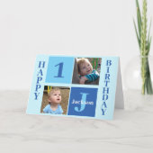 Birthday Boy Foto gepersonaliseerd Cute Kinder Blu Kaart (Voorkant)