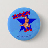 Birthday Boy Friendly Dinosaur Cute Personalized Ronde Button 5,7 Cm (Voorkant)