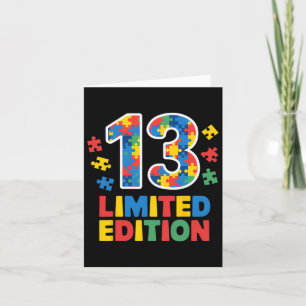 Birthday Boy Girl 13-jarig T-shirt voor autisme Kaart