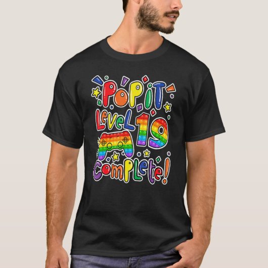 Birthday Boy Girl Level 19 Complete Pop Fidget T-shirt (Voorkant)