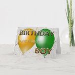 Birthday Boy Happy Birthday Kaart<br><div class="desc">Happy Birthday Birthday Boy Greeting Card with bright balloons.</div>