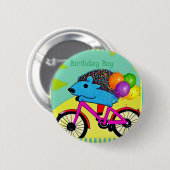 Birthday Boy Hedgel Riding Bicycle Balloons Ronde Button 5,7 Cm (Voorkant /achterkant)
