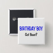 Birthday Boy heeft Beer Blue Vierkante Button 5,1 Cm (Voorkant /achterkant)