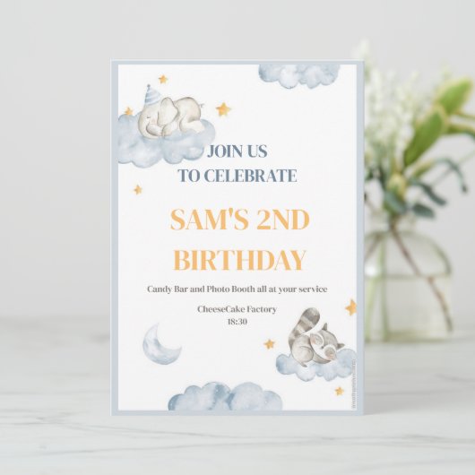 Birthday Boy Invitation Kaart (Staand voorkant)