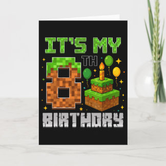 Birthday Boy It's My 8th Birthday Gamer Pixel Boy  Kaart