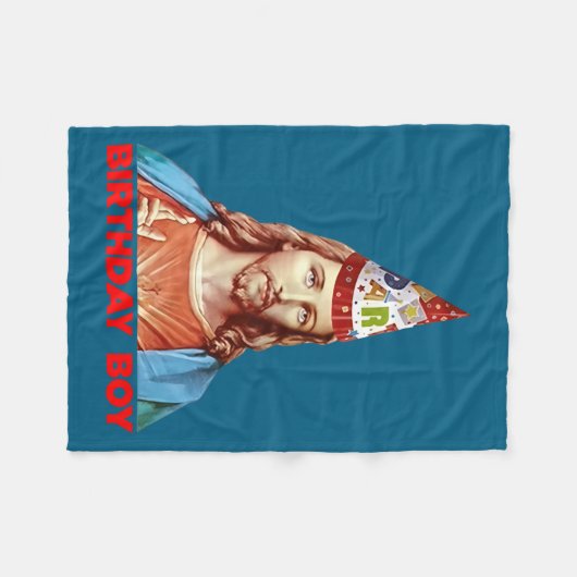 Birthday Boy Jesus Funny Christmas Party Hat Long  Fleece Deken (Voorkant (Horizontaal))