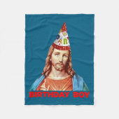 Birthday Boy Jesus Funny Christmas Party Hat Long  Fleece Deken (Voorkant)