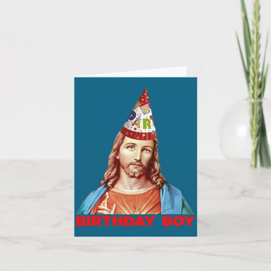 Birthday Boy Jesus Funny Christmas Party Hat Long  Kaart (Voorkant)