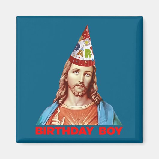 Birthday Boy Jesus Funny Christmas Party Hat Long Magneet (Voorkant)