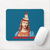 Birthday Boy Jesus Funny Christmas Party Hat Long  Muismat (Met muis)