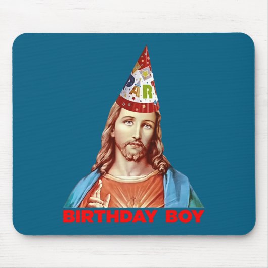 Birthday Boy Jesus Funny Christmas Party Hat Long  Muismat (Voorkant)