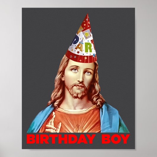 Birthday Boy Jesus Funny Christmas Party Hat Long Poster (Voorkant)