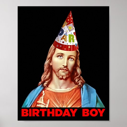 Birthday Boy Jesus Funny Christmas Party Hat  Poster (Voorkant)