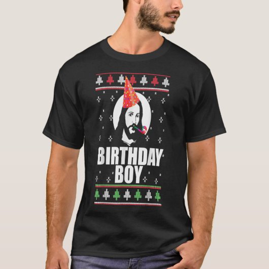 BIRTHDAY BOY JESUS Funny Ugly KerstSweater De T-shirt (Voorkant)