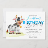 Birthday Boy Koe leuk boerderij feestelijke uitnod Aankondiging (Voorkant)