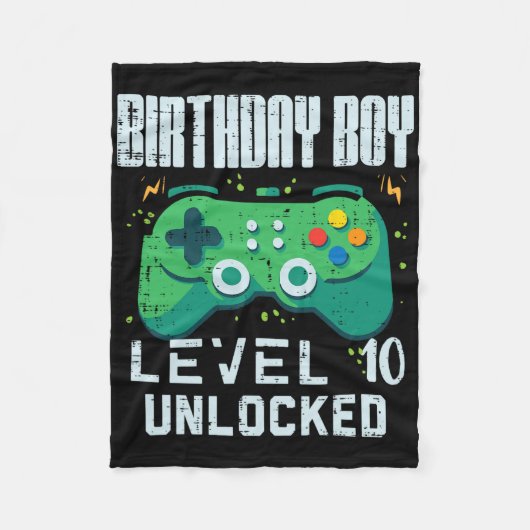 Birthday Boy Level 10 ontgrendelde gamer controlle Fleece Deken (Voorkant)