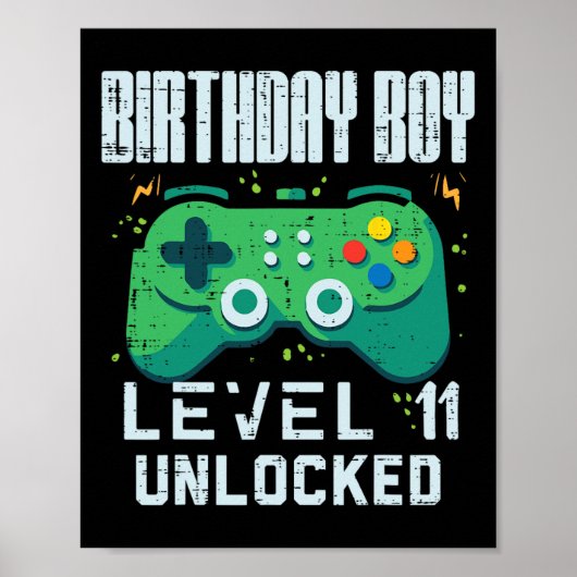 Birthday Boy Level 11 ontgrendelde gamer controlle Poster (Voorkant)